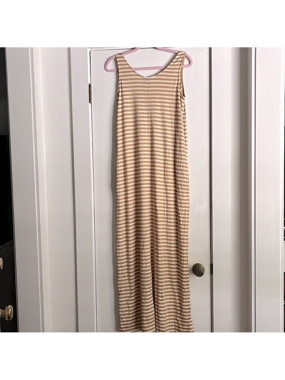 MaxMara Leisure Cina Striped Sleeveless Jersey Maxi Dress in Ochre / Mustard - Picture 6 of 15